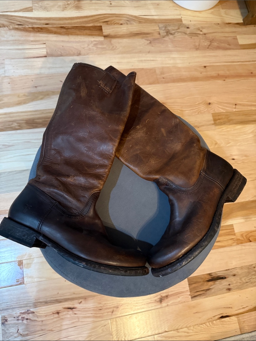 Women’s Frye Brown Leather Tall Riding Boots Size 8 3476414 - Picture 4 of 8